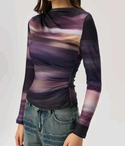 Purple Color Printed Crop Top