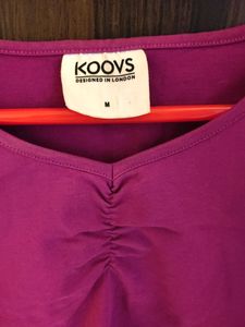 Koovs Pink Color Full Sleeve Crop To