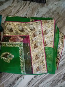 Green Embellished Saree