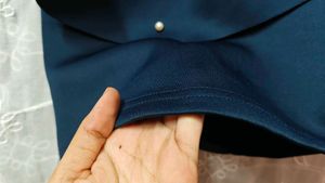 Navy blue pearl sleevless crop top