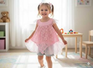 Adorable Pink Lace Girls Top