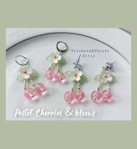 Pastel Dream Cherries & Blooms Earrings