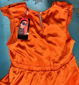 Rust Orange Ruffle Mini Dress