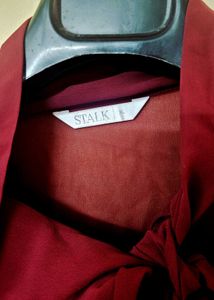 Elegant Burgundy Bow Blouse