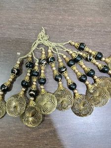 Black And Golden Danglers For Blouse