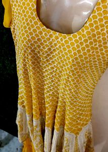 Yellow Embroidered Ruffle Dress