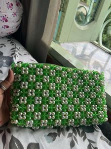 Large Beaded Green Clutch Pouches Handbags Sling