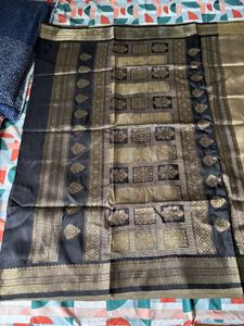 Elegant Black & Gold Saree