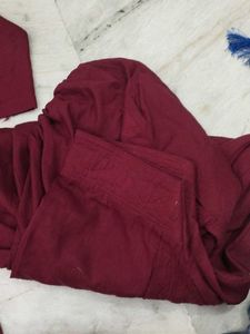 Maroon Embroidered Kurta Set