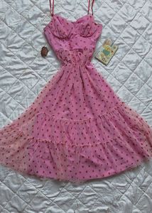corset Pink Heart Print Dress