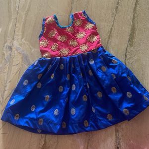 Never Worn Cute Blue And Pink Frock 0-9month