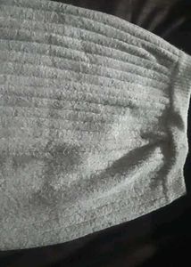 Ribbed Long Gray Skirt with Slit