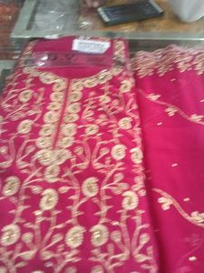 Red &amp; Gold Embroidered Salwar Kameez