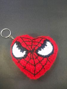 Crochet Batman Heart-Shaped Keychain