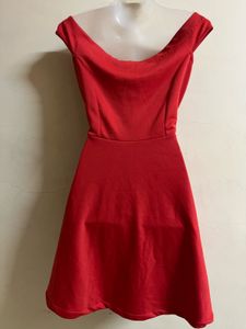 Pintrest Red Boat Neck Designer One Piece