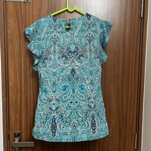 Blue Abstract Print Top