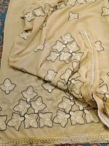 Cream embroidery Saree