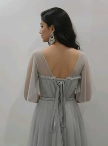 Elegant Grey Tulle Gown