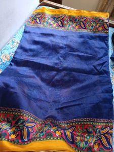Mysore Art Silk Saree Navy Blue &amp; Mustard