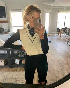 Striped V-Neck Vest
