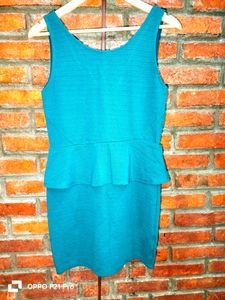 H&M Peplum Dress Eur-42 Dark Sea Green