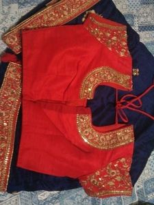 Navy Blue SareeWith Red Blouse