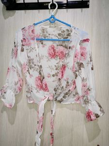 Pinteresty White And Pink Floral Dress With Shrug