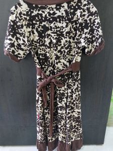 Floral Brown Wrap Dress