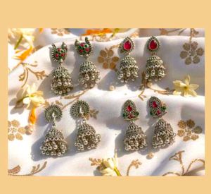 Oxidized jhumka set of 4