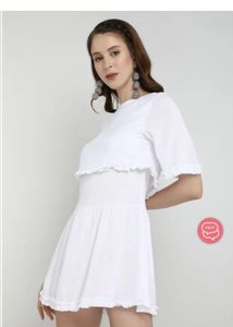 Shrink White Ruffle Dress