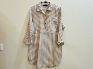 Beige And White Stripe Kurta