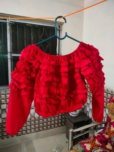 Red Ruffle Top