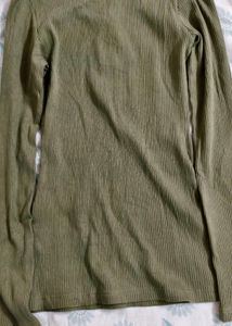 Olive Green Ribbed Dress