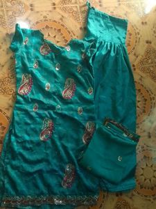 Teal Embroidered Salwar Suit