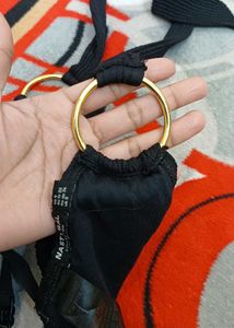 Black Ring Detail Bikini Top