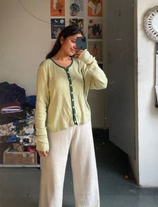 Cute Green Trim Cardigan