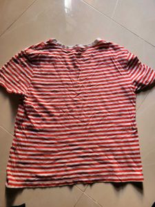 Red and white striped tshirt (girls)