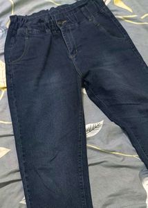 Charcoal Colour Jeans With Elastic Front Look