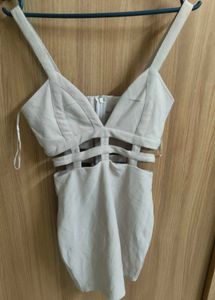 TOBI Beige Bodycon cage Dress