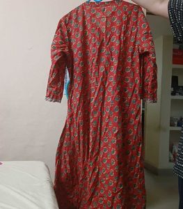 Red Printed Kurta