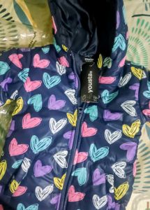 Heart Print Puffer Jacket(1.5 To 2 Years) With 🎁