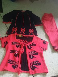 Beby Girls Wool Dress Top,Koti,Pant,.3set.