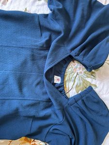 Blue Puffy Sleeves Top