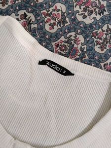 White Ribbed Crop Top