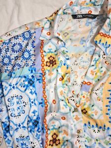 Zara Printed Mini Shirt Dress