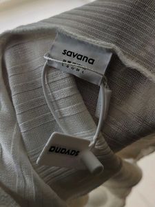 New SAVANA White Off-Shoulder Ribbed Top