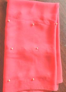 🥳🥳Beautiful✨wyt Pearl Wrk Peach ✌🧐shawl Hizab🤩