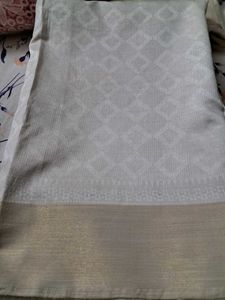 Elegant White & Gold Sari
