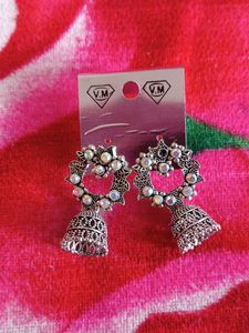 Square Rhinestone Jhumka Earrings