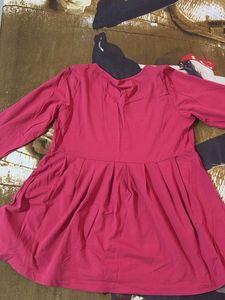 Pink Pocketed Pleated Tunic